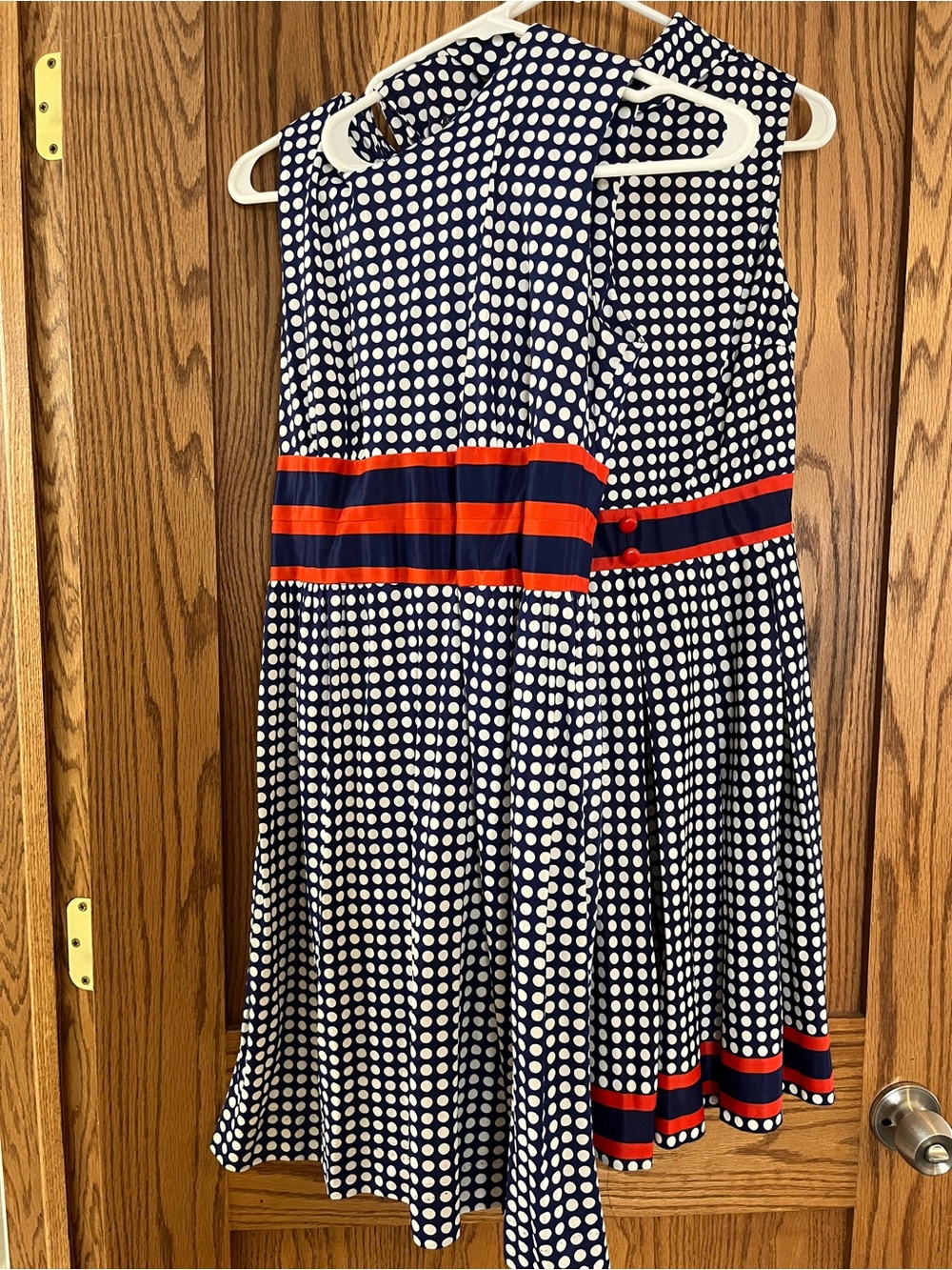 Matching !! Polka Dot Navy and White Skirt with Red dresses